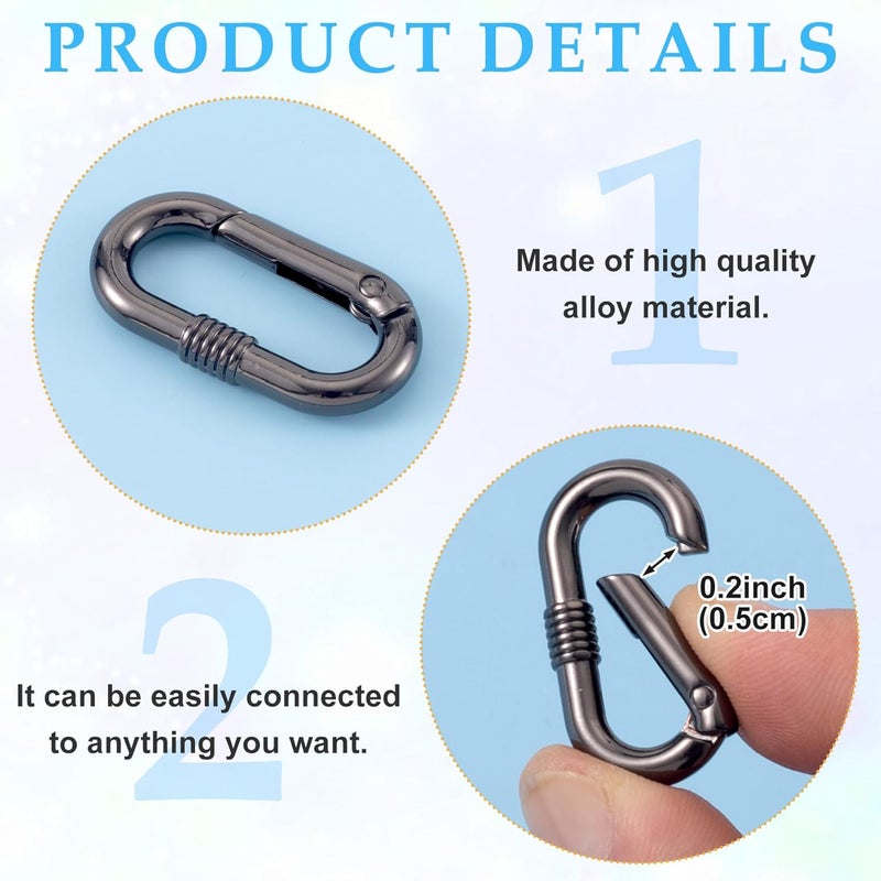 STSTR 3pcs Oval Spring Ring Clips, Metal Keyring Purse Clip, Heavy Duty Opening O Ring Carabiner for Keychains,Backpacks, Keys - Image 3